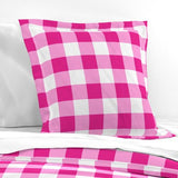 Hot Pink Preppy Surfer Girl Gingham Euro Pillow Sham