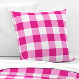 Hot Pink Preppy Surfer Girl Gingham Euro Pillow Sham