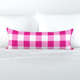 Hot Pink Preppy Surfer Girl Gingham Extra Long Lumbar Throw Pillow