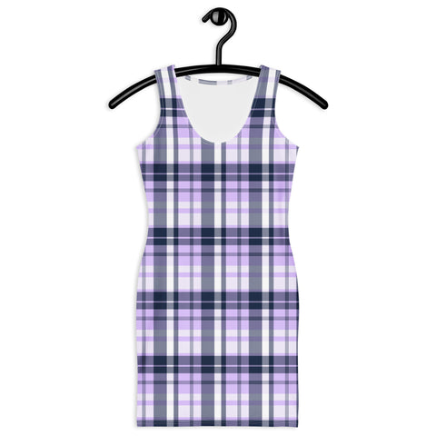 Navy Blue and Lavender Plaid Bodycon Tank Dress – Extremely Stoked Summer Beach Style M