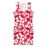 Red & White Hawaiian Flowers Cotton Bodycon Dress – Aloha Tank Dress | Extremely Stoked® Summer Beach Style