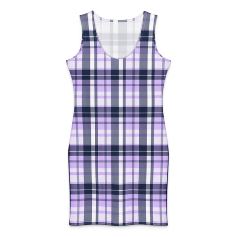 blue plaid bodycon dress blue dress for baby girl Long Sleeve Plaid Bodycon Mini Dress Black / S