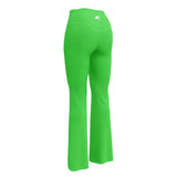 Lime Green Flare Leggings with Extremely Stoked Epic Wave Logo - Extremely Stoked