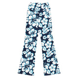 Ocean Blues Hawaiian Flowers Flare Leggings - Extremely Stoked