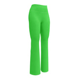 Lime Green Flare Leggings with Extremely Stoked Epic Wave Logo - Extremely Stoked