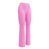 Pink High Waisted Flare Leggings with Extremely Stoked Epic Wave Logo - Extremely Stoked