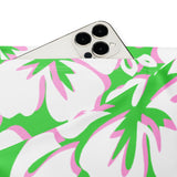 Lime Green, Pink and White Hawaiian Flowers Flare Leggings - Extremely Stoked