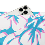 Aqua Blue, Pink and White Hawaiian Flowers Flare Leggings - Extremely Stoked