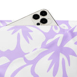 White and Lavender Hawaiian Flowers High Waist Flare Leggings - Extremely Stoked