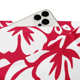 White and Red Hawaiian Flowers Flare Leggings