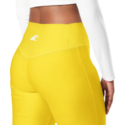 Yellow Flare Leggings with Extremely Stoked Epic Wave Logo - Extremely Stoked