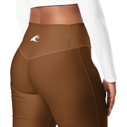 Brown Flare Leggings with Extremely Stoked Epic Wave Logo - Extremely Stoked