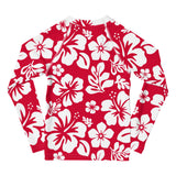 Kids Red and White Hawaiian Flowers Rash Guard