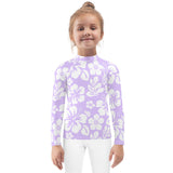 Kids Lavender and White Hawaiian Flowers Rash Guard - Extremely Stoked