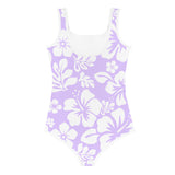 Lavender and White Hawaiian Flowers Kids Swimsuit - Extremely Stoked