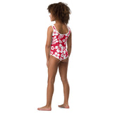 Red and White Hawaiian Flowers Kids Swimsuit