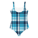 Ocean Blues Preppy Surfer Girl Plaid Kids Swimsuit