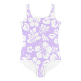 Lavender and White Hawaiian Flowers Kids Swimsuit - Extremely Stoked