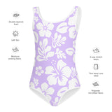 Lavender and White Hawaiian Flowers Kids Swimsuit - Extremely Stoked