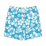 Men's Aqua Blue Hawaiian Flowers Board Shorts | Extremely Stoked® Swimwear
