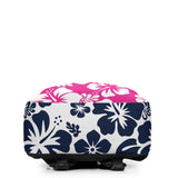 Hot Pink and Navy Blue Hawaiian Print Backpack - Extremely Stoked