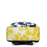 Navy Blue and Yellow Hawaiian Print Backpack - Extremely Stoked