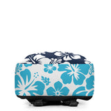 Navy Blue and Aqua Blue Hawaiian Print Backpack - Extremely Stoked