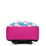 Aqua Blue, White and Hot Pink Hawaiian Print Backpack - Extremely Stoked