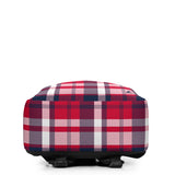 Red, White and Navy Blue Preppy Surfer Plaid Beach Backpack