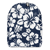 Navy Blue and White Hawaiian Print Backpack - Extremely Stoked