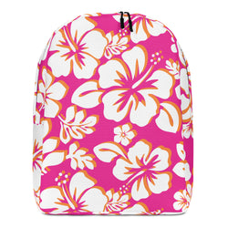 Hot Pink, Orange and White Hawaiian Print Backpack