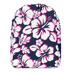 Navy Blue, Hot Pink and White Hawaiian Print Backpack