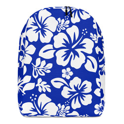 Royal Blue and White Hawaiian Print Backpack - Extremely Stoked