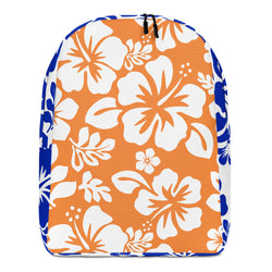 Orange and Royal Blue Hawaiian Print Backpack