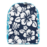 Navy Blue and Aqua Blue Hawaiian Print Backpack - Extremely Stoked