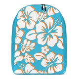 Aqua Blue, Orange and White Hawaiian Print Backpack - Extremely Stoked