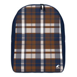 Navy Blue and Brown Preppy Surfer Plaid Backpack