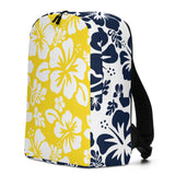 Yellow and Navy Blue Hawaiian Print Backpack - Extremely Stoked