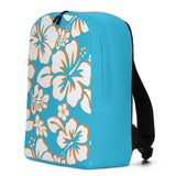 Aqua Blue, Orange and White Hawaiian Print Backpack - Extremely Stoked