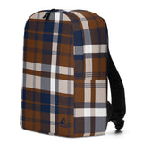Navy Blue and Brown Preppy Surfer Plaid Backpack