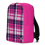 Hot Pink and Navy Blue Surfer Girl Plaid Backpack