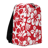 Red and White Hawaiian Print Backpack - Extremely Stoked