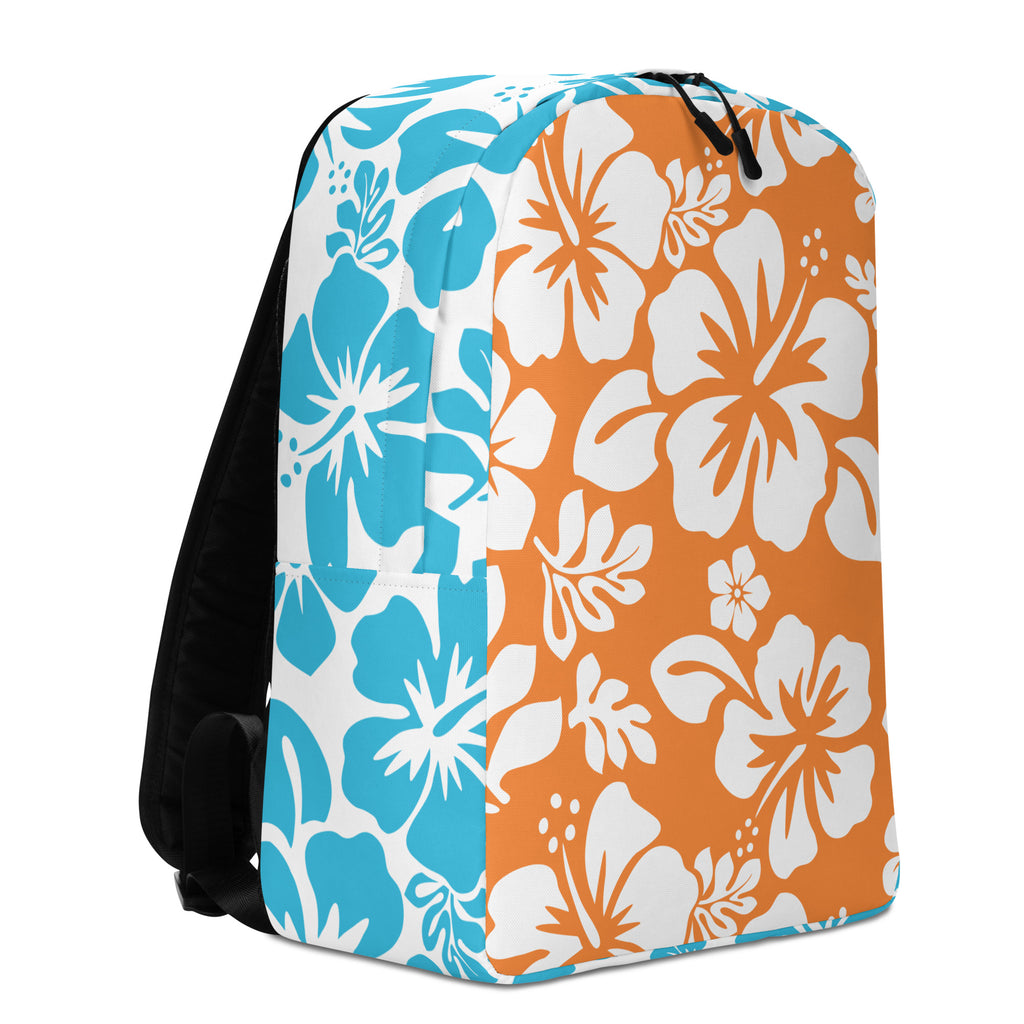 Orange and Aqua Blue Hawaiian Print Backpack – Extremely Stoked