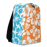 Orange and Aqua Blue Hawaiian Print Backpack - Extremely Stoked
