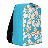 Aqua Blue, Orange and White Hawaiian Print Backpack
