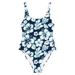 Ocean Blues Hawaiian Flowers One Piece Swimsuit - Extremely Stoked