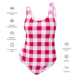 Cherry Red, White and Pink Preppy Gingham One Piece Women's Swimsuit