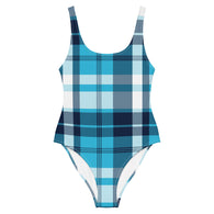 Ocean Blues Preppy Plaid One Piece Women's Swimsuit