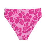 Raspberry and Pink Hawaiian Flowers High Waisted Bikini Bottom - Extremely Stoked