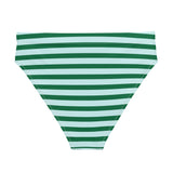 Green and Light Cyan High Waisted Beach Stripes Bikini Bottom - Extremely Stoked